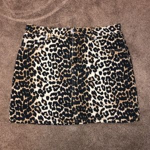 Ganni Leopard Demin Skirt
